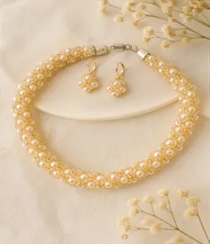 Handmade Ivory Lattice Pearl Set