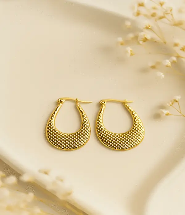 earring07 Solara Textured Drop Hoops