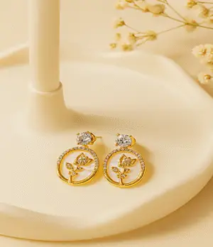 earring08 Floral Crystal Drop Earrings