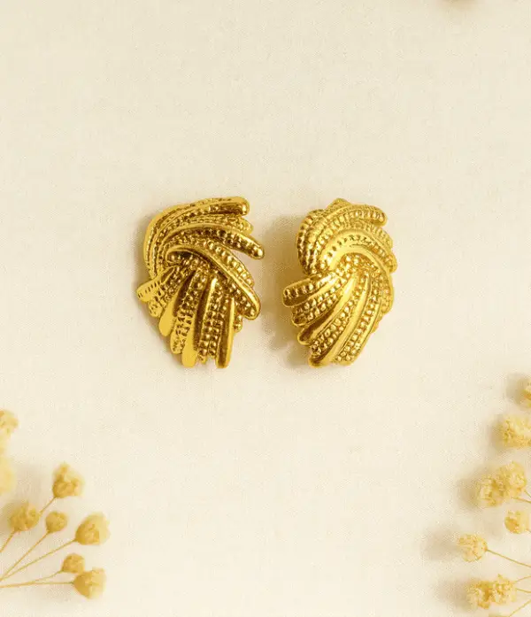 Textured Leaf Swirl  Earrings