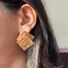 Glided Textured Dual Square Studs