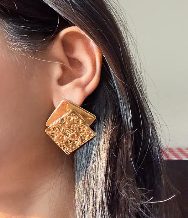 Glided Textured Dual Square Studs