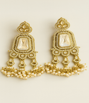 ethnicearrings2 Royal Gold Kundan Jhumka Dangler