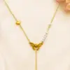 Elegant Bow & Pearl Heart Pendant Necklace