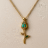 Emerald Bloom Rose Pendant Necklace