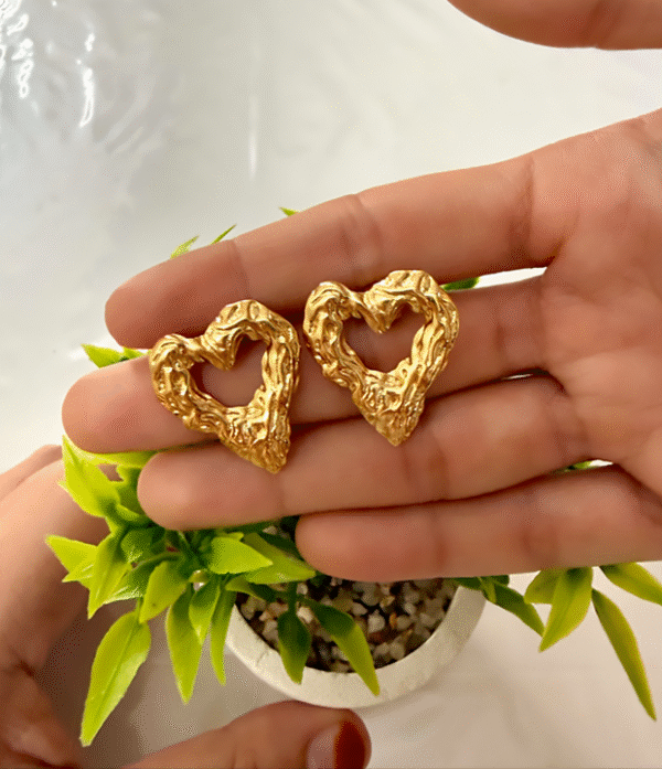Sculpted Open Heart Statement Earrings