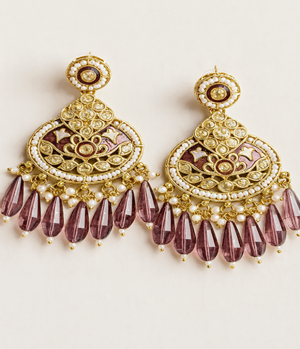 Amethyst Drop Kundan Statement Chandbalis