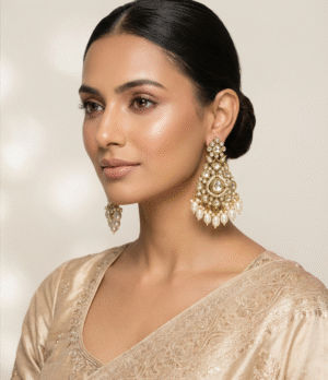 Handcrafted Kundan Stone & Pearl Dangler Earrings