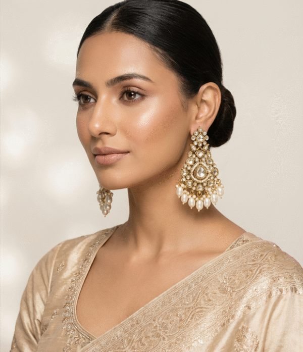 Handcrafted Kundan Stone & Pearl Dangler Earrings