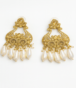 Luxe Kundan Polki & Pearl Drop Earrings