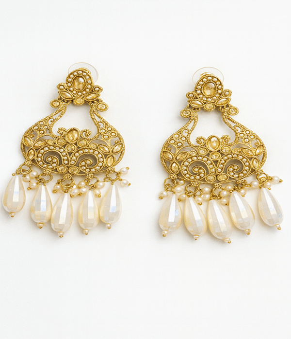 Luxe Kundan Polki & Pearl Drop Earrings