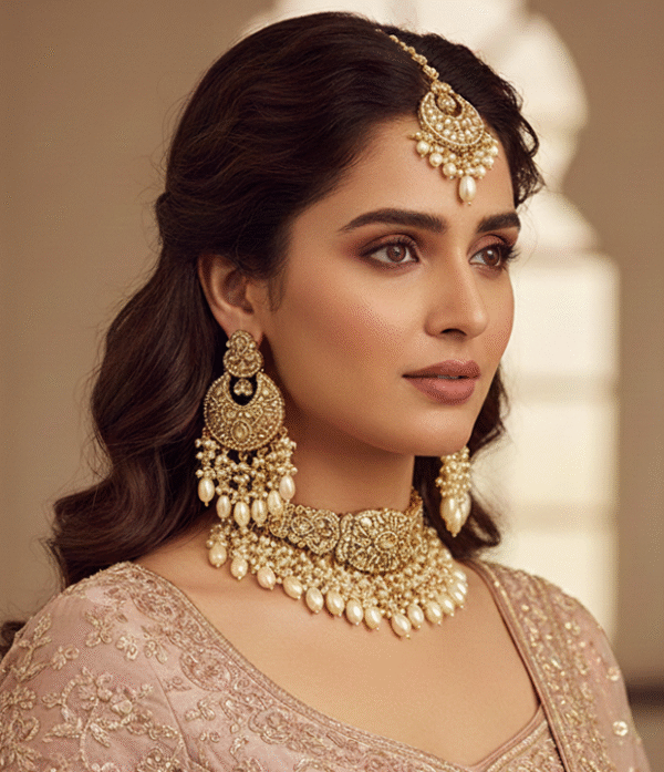 Ivory Grace Kundan Pearl Necklace Set